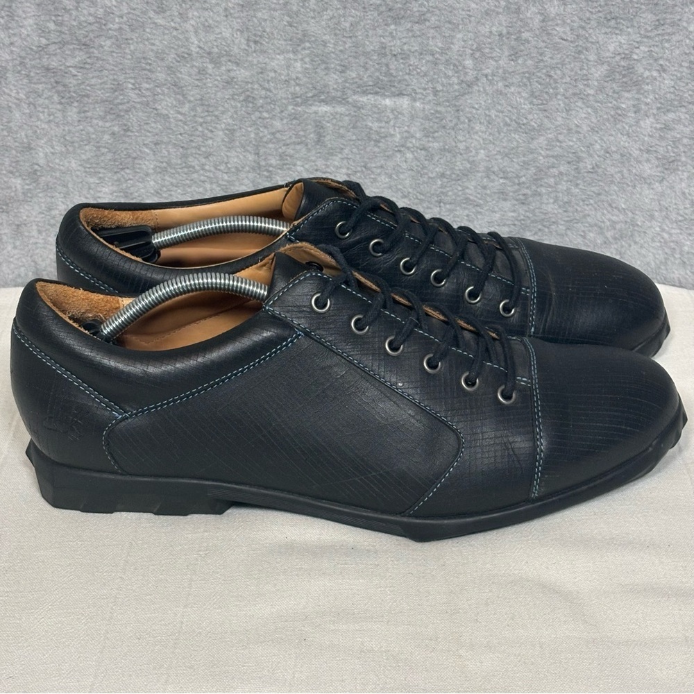 John Fluevog Future Round Toe Elroy Capped Toe Derby Leather Shoes-Black-Men 13
